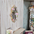 Load image into Gallery viewer, Flourished Gilt Wall Mirror for Dollhouse Adorned with Pink Porcelain Roses
