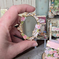 Load image into Gallery viewer, Flourished Gilt Wall Mirror for Dollhouse Adorned with Pink Porcelain Roses
