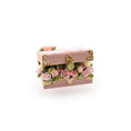 Load image into Gallery viewer, Pink Faux Leather Chest Filled with Sculpted Porcelain Roses Miniature Japan
