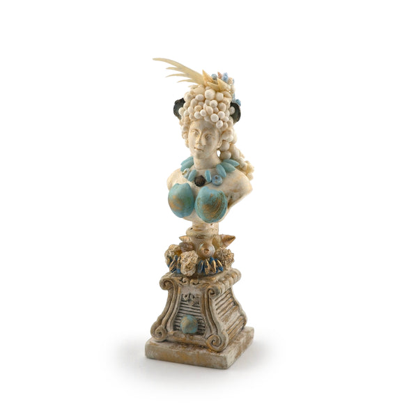 Pamela Goldman Shell-Encrusted Classical Bust with Coastal Adornments