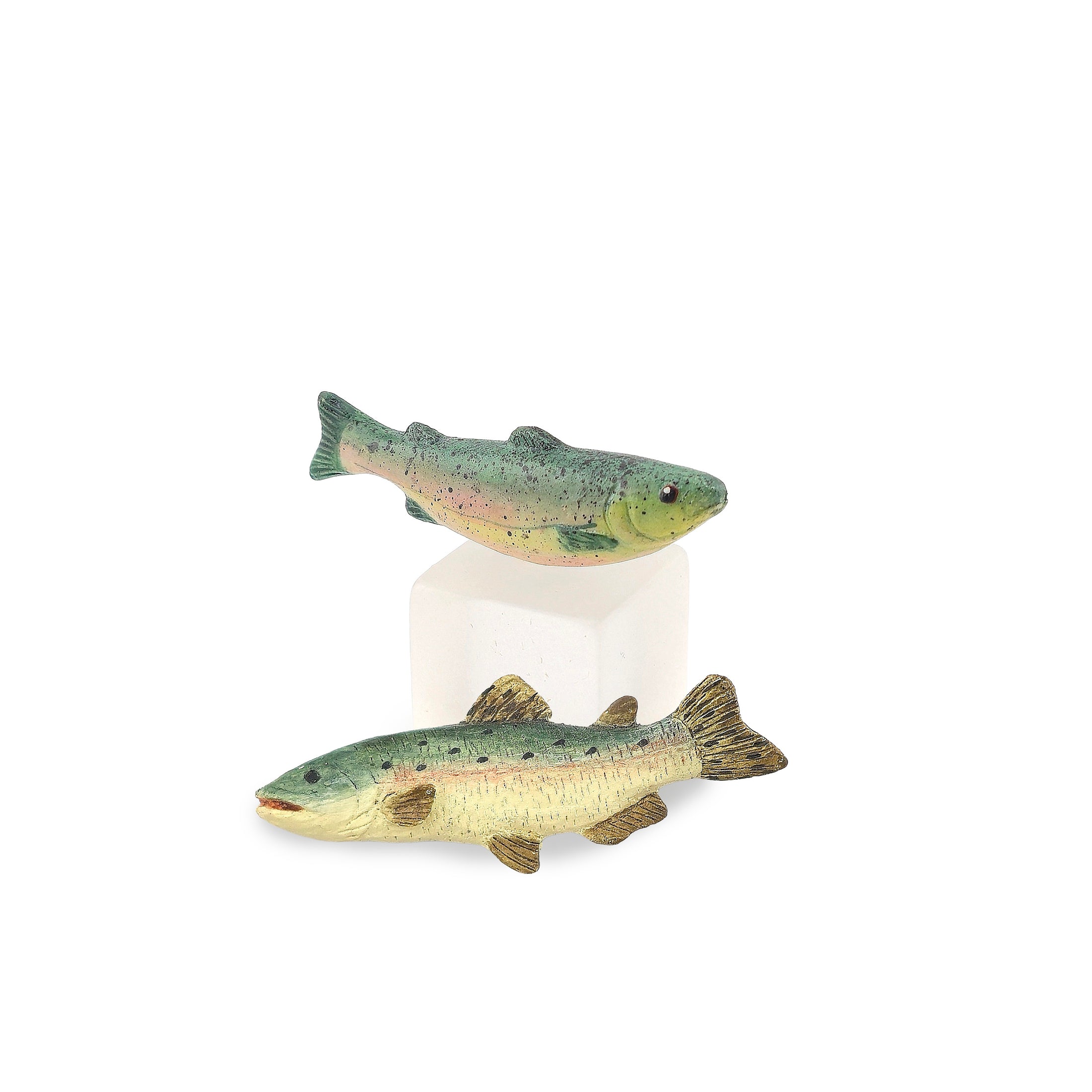Hand-Painted Clay Trophy Trout Fish Wall Mount Set