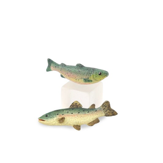 Hand-Painted Clay Trophy Trout Fish Wall Mount Set
