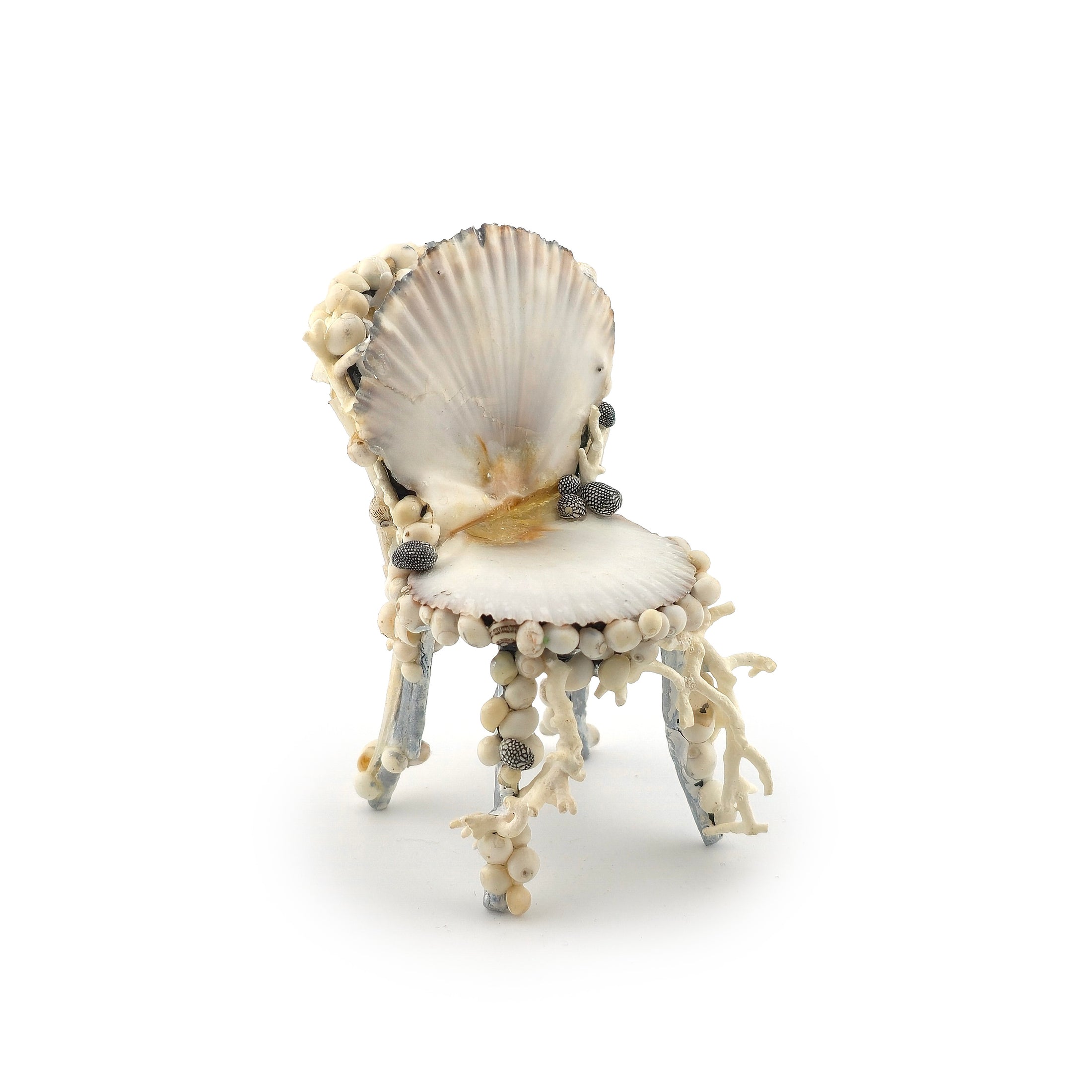 RARE Pamela Goldman Sea Shell Dining Set with Ocean-Blue Resin Tabletop