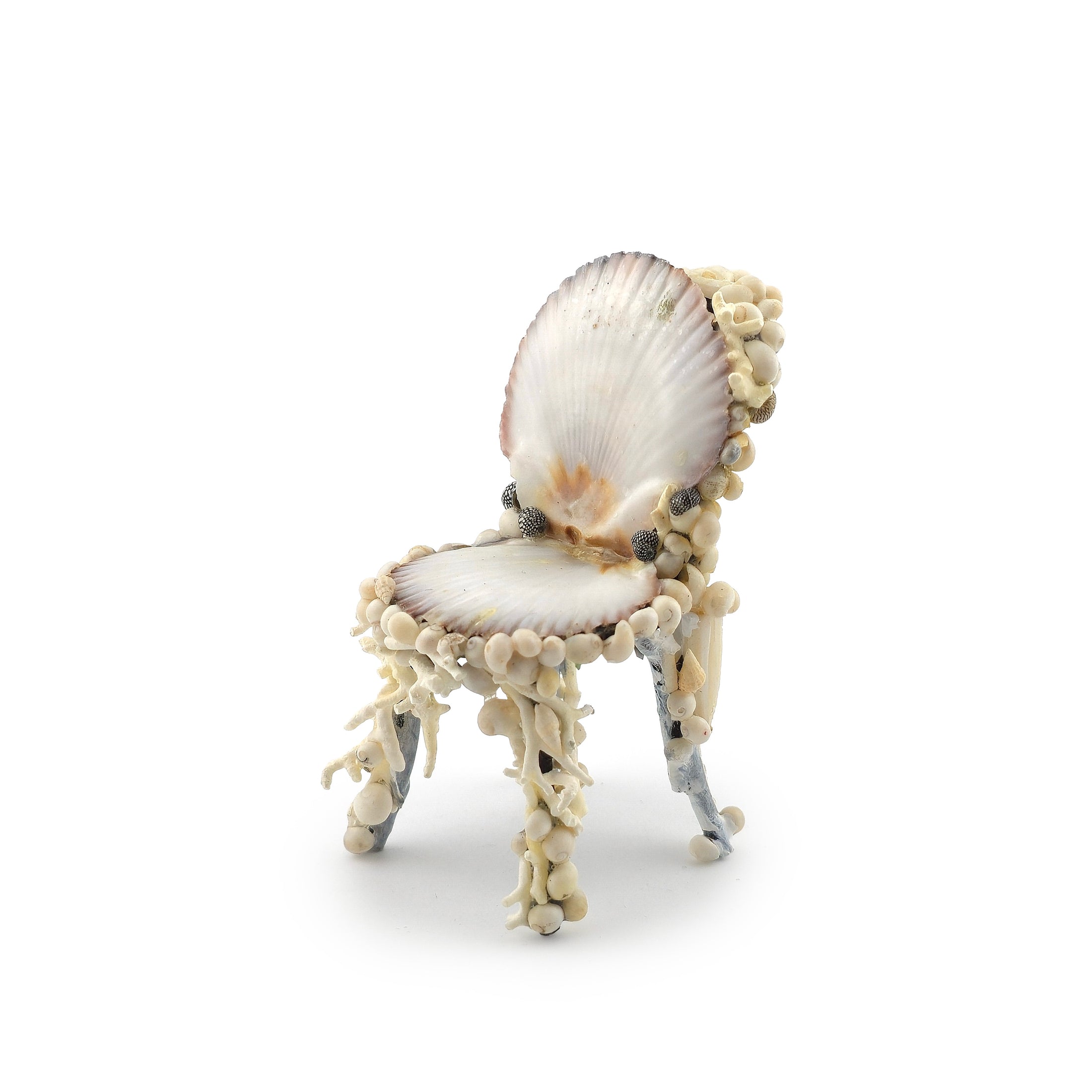 RARE Pamela Goldman Sea Shell Dining Set with Ocean-Blue Resin Tabletop
