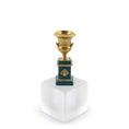 Load image into Gallery viewer, David Iriarte Classical Brass Campana Urn on Enameled Green Marble Pedestal
