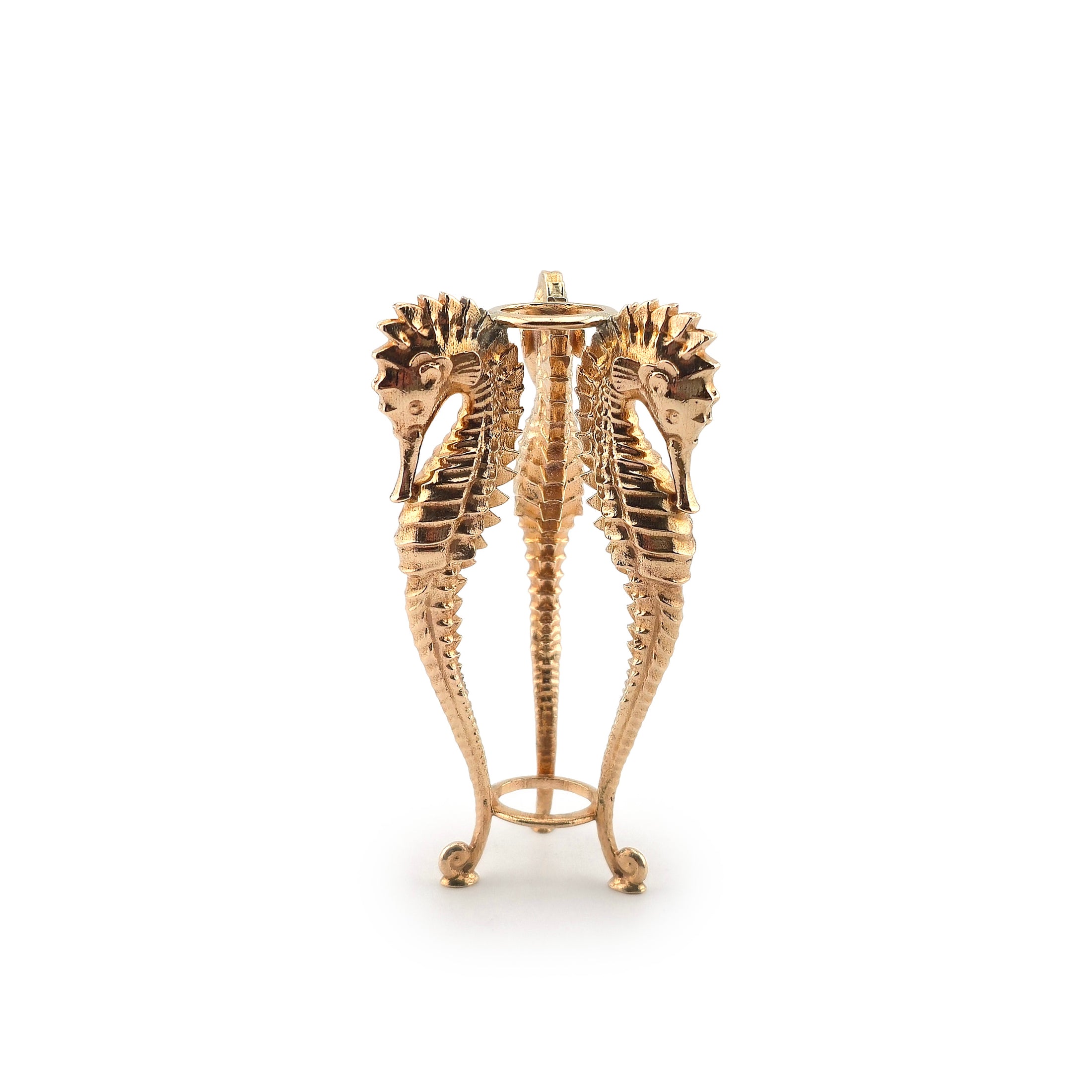 Fatima Doña Gilt Triple Seahorse Pedestal Table Spain