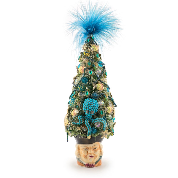 Bejeweled Coastal Christmas Tree Atop Vintage Japanese Toby Mug