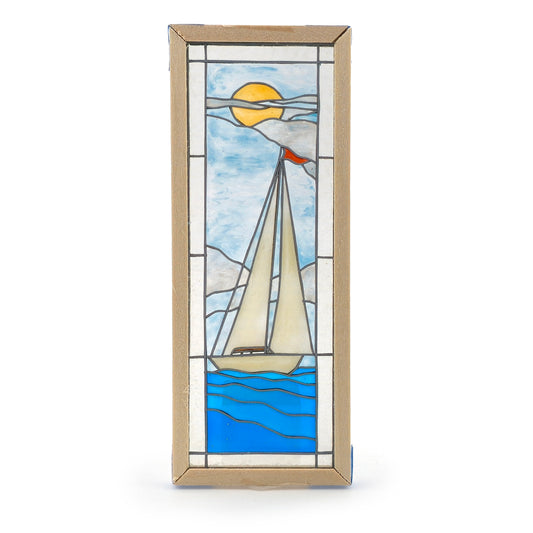 Sailboat Stained Glass Window Panel Statement Architectural Element