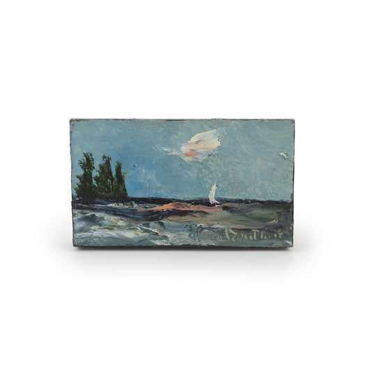 Serene Coastal Landscape Plein-Air Study Painting Signed