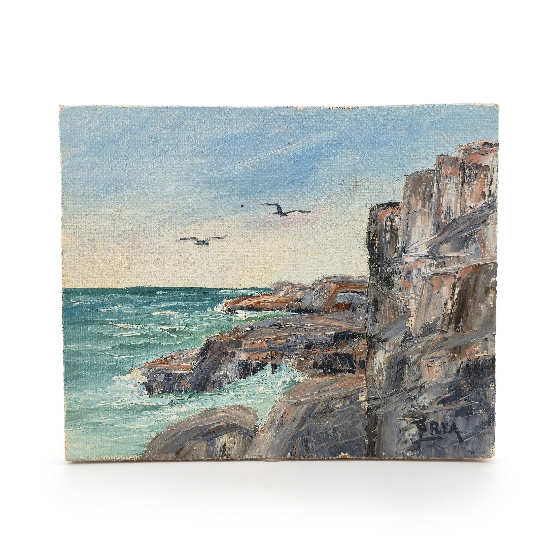 Signed Bar Harbor Coastal Seascape Impressionistic Oil Painting