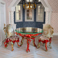 Load image into Gallery viewer, Pamela Goldman Coral-Red Shell Dining Set with Glass Top OOAK
