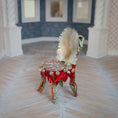 Load image into Gallery viewer, Pamela Goldman Coral-Red Shell Dining Set with Glass Top OOAK
