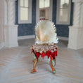 Load image into Gallery viewer, Pamela Goldman Coral-Red Shell Dining Set with Glass Top OOAK
