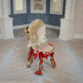 Load image into Gallery viewer, Pamela Goldman Coral-Red Shell Dining Set with Glass Top OOAK
