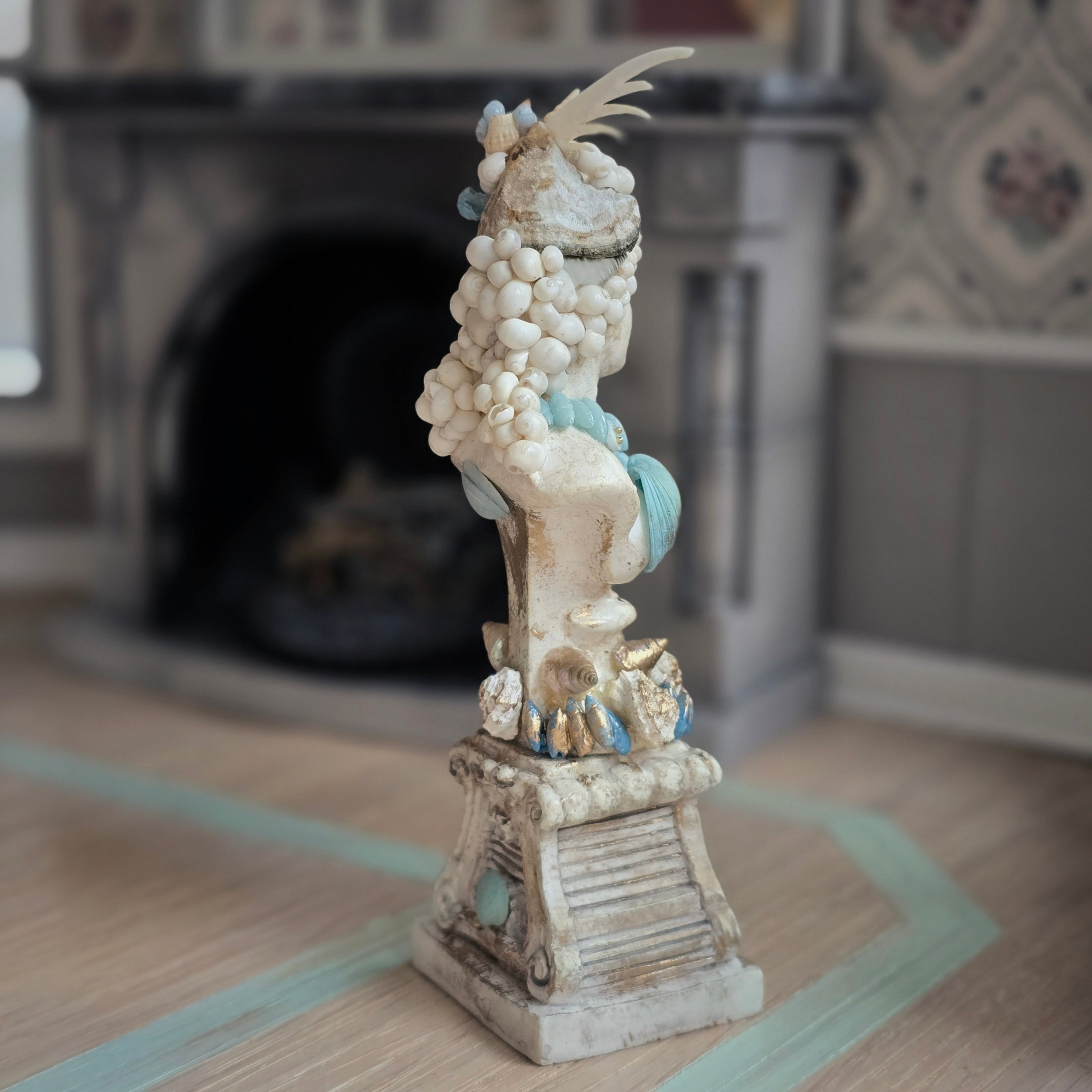 Pamela Goldman Shell-Encrusted Classical Bust with Coastal Adornments