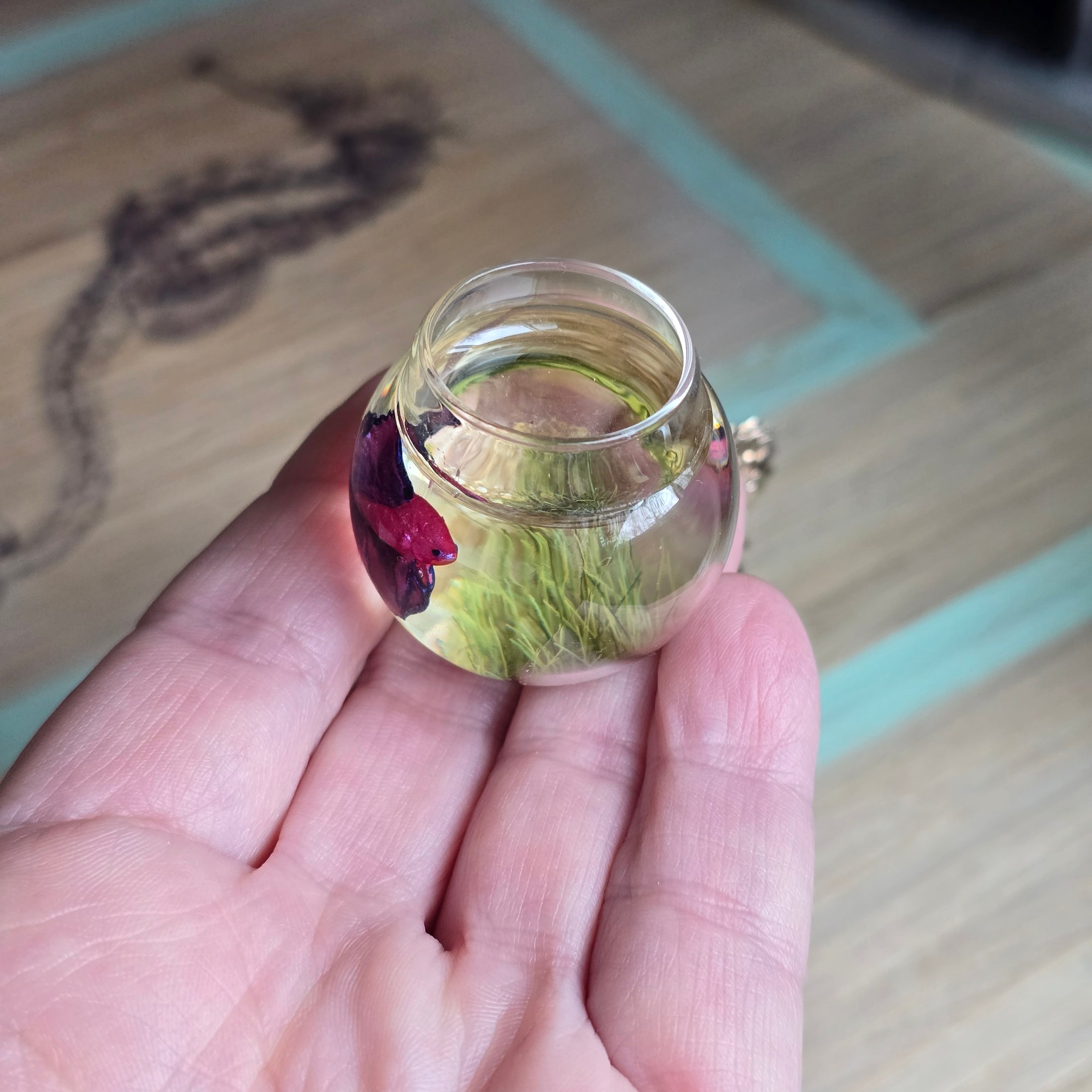Fatima Doña Miniature Pink Betta Fish Glass Bowl Sculpture
