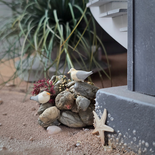 Coastal Rocky Shoreline Vignette with Seagulls Diorama