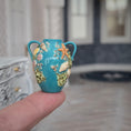 Load image into Gallery viewer, Ocean Blue Twin-Handle Amphora Shell Vase Sculptural Coastal Miniature Dollhouse
