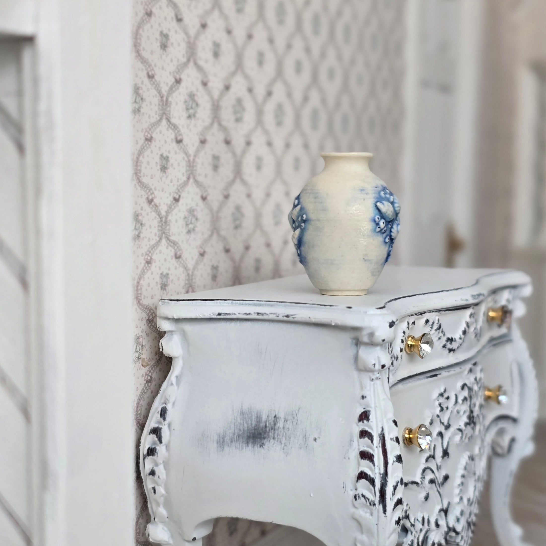 Blue & Cream Sea Life Relief Vase by IGMA Susan Van Tubbergen