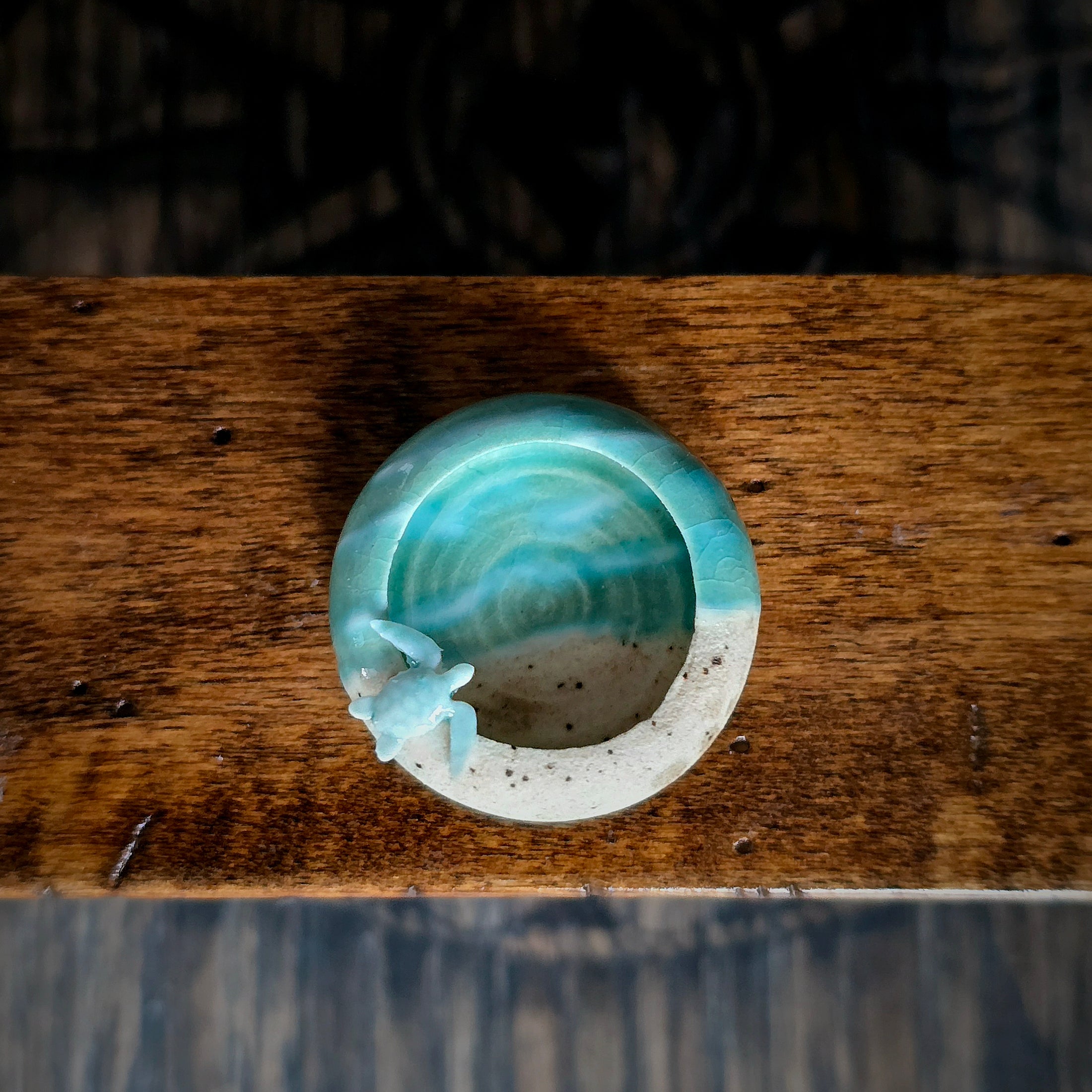 Seashore Sea Turtle Sand & Sea Tide Pool Sculpted Clay Bowl #1