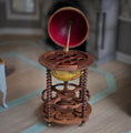 Load image into Gallery viewer, Taller Targioni Globe Bar Cart with Blown Glass Wine Bottles & Glasses
