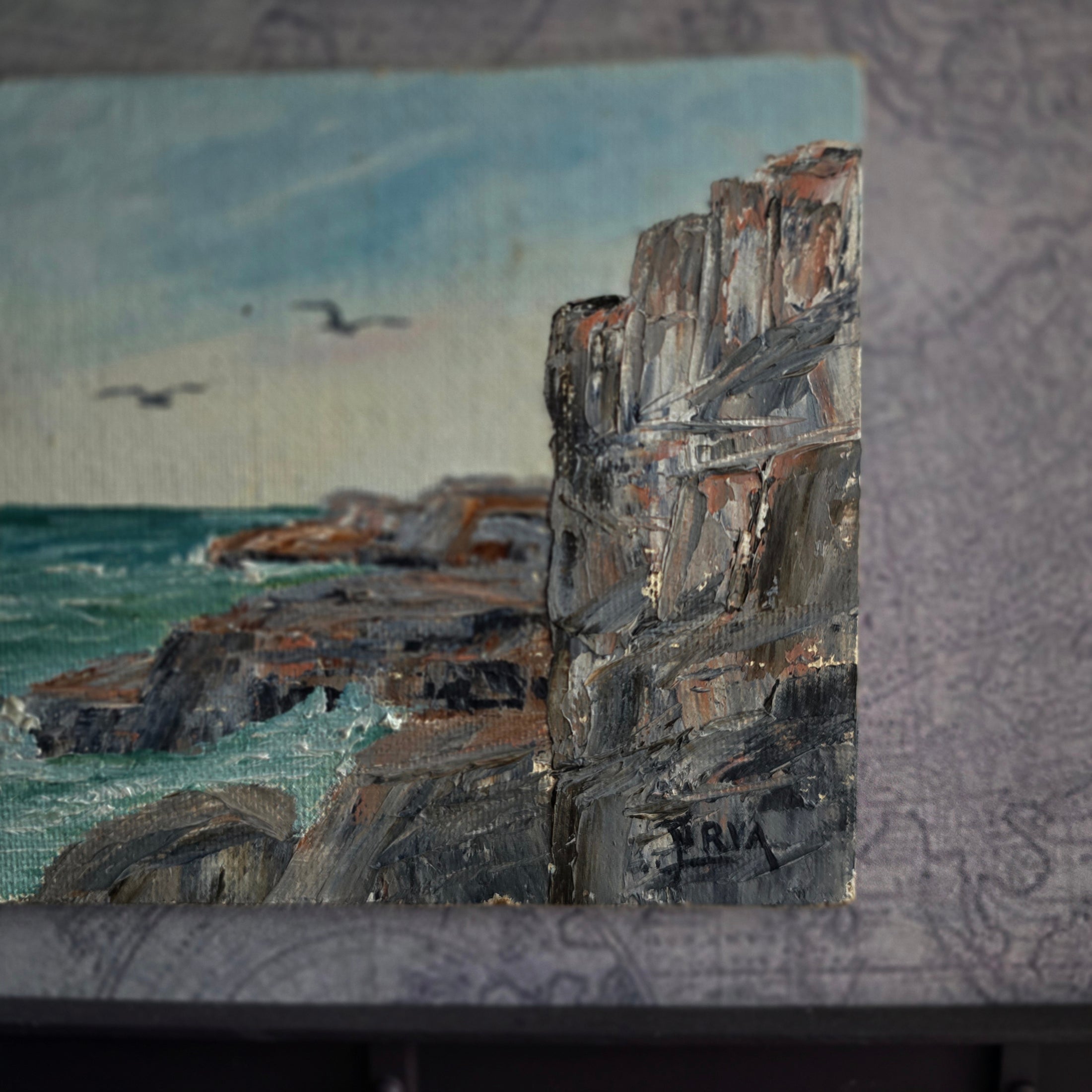 Signed Bar Harbor Coastal Seascape Impressionistic Oil Painting