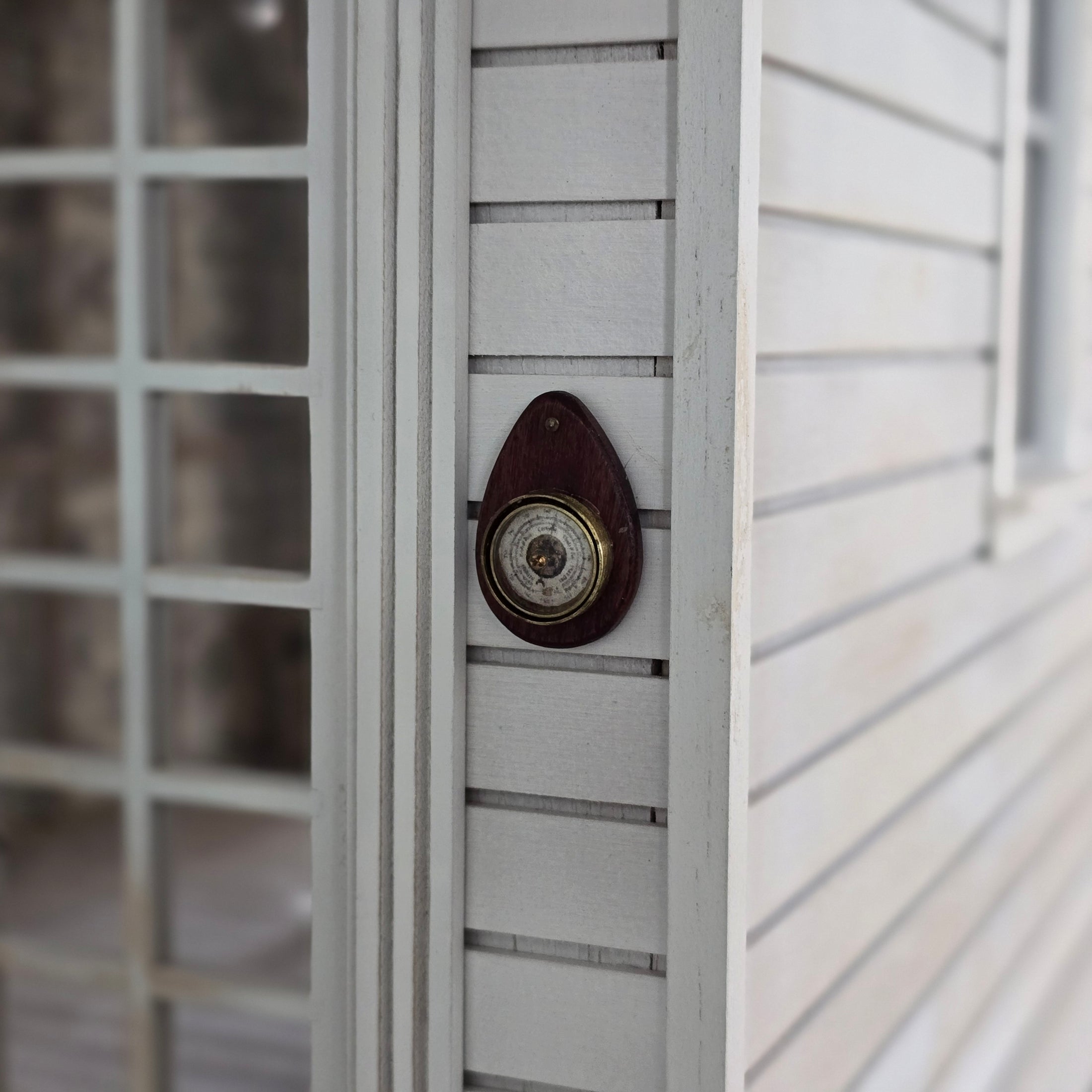 Tear-Shaped Carved Wood Nautical Barometer Dollhouse Miniature
