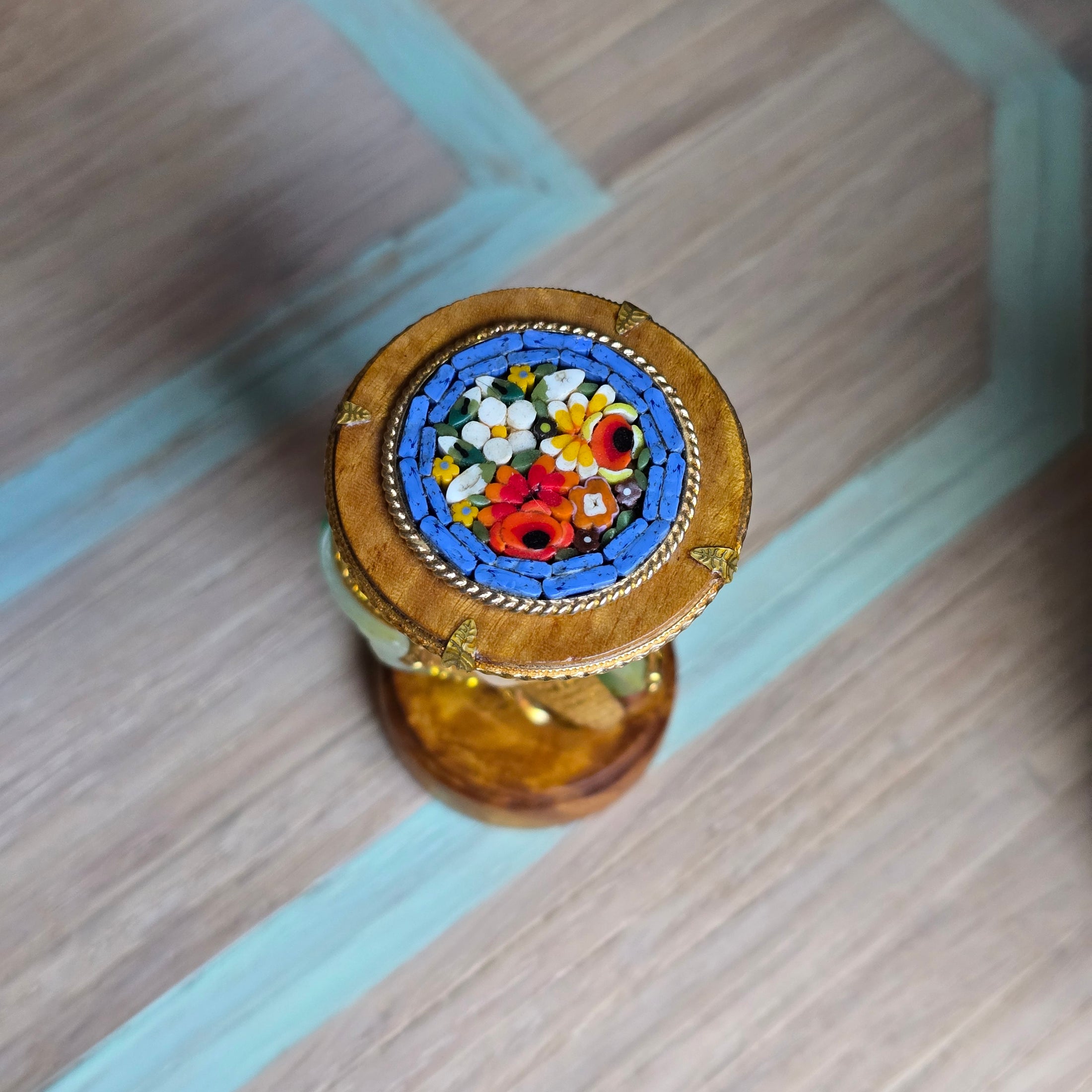 Stunning and RARE Miniature Mermaid Micro-Mosaic Pedestal by Gil Mena