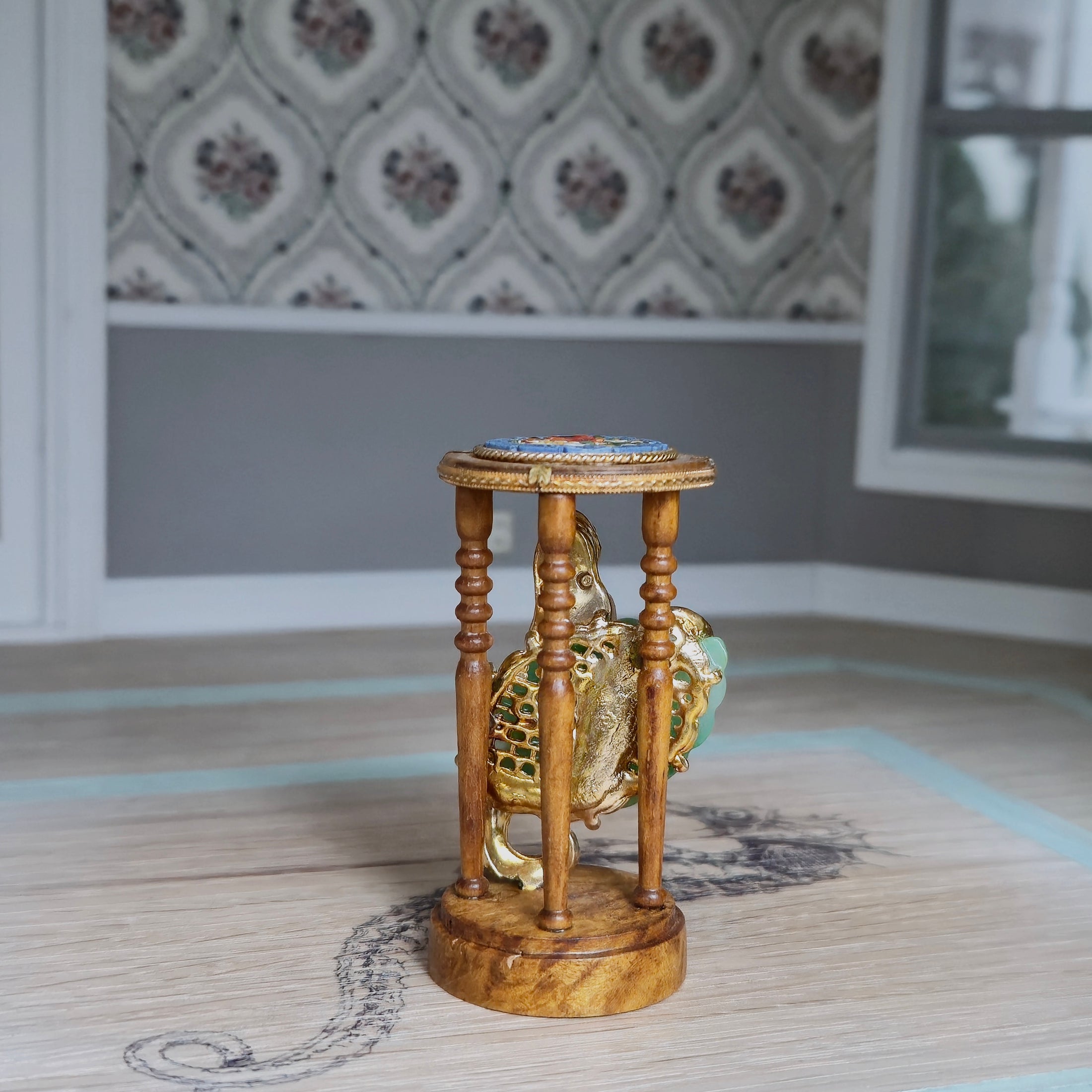 Stunning and RARE Miniature Mermaid Micro-Mosaic Pedestal by Gil Mena