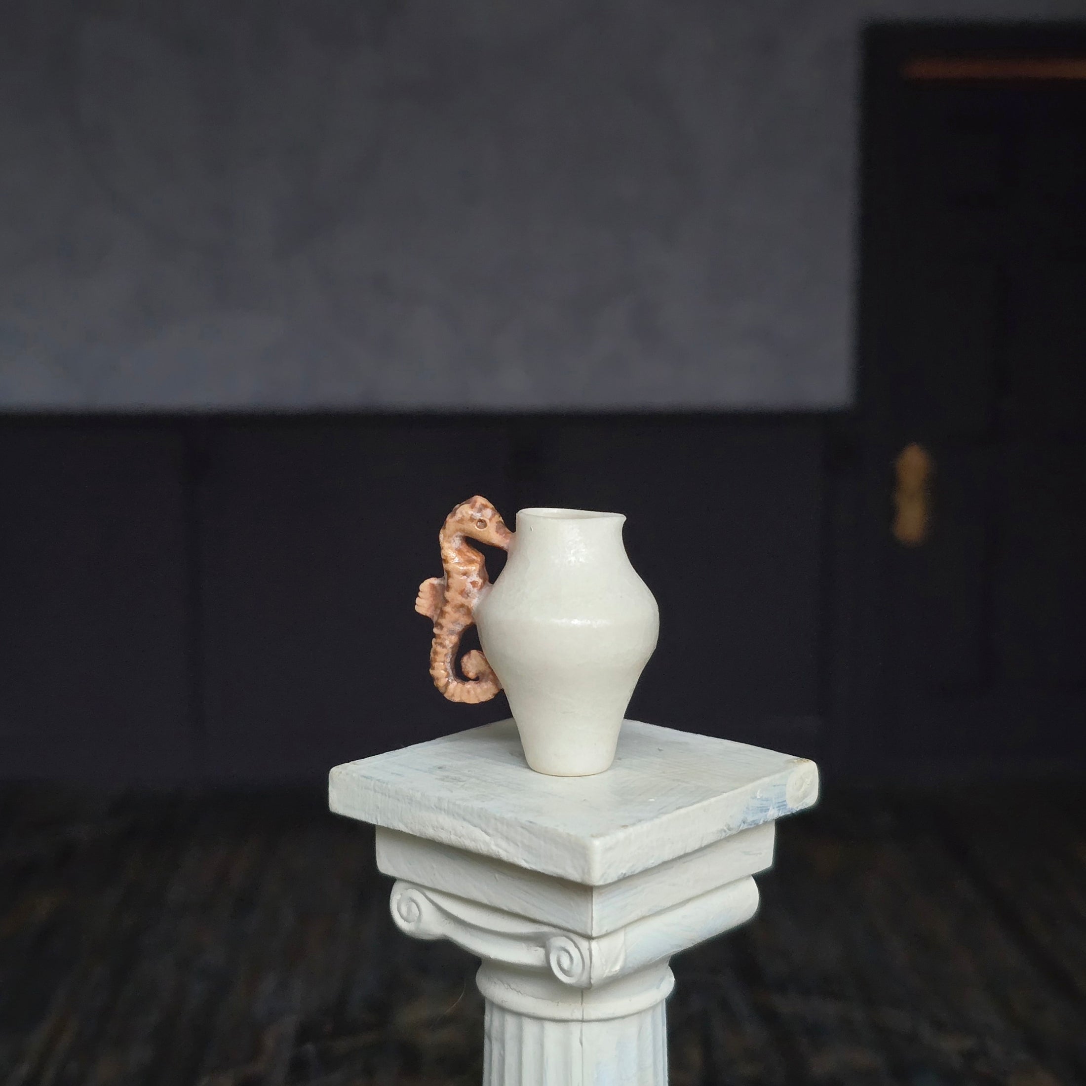 Miniature Seahorse Handle Pitcher by Susan Van Tubbergen