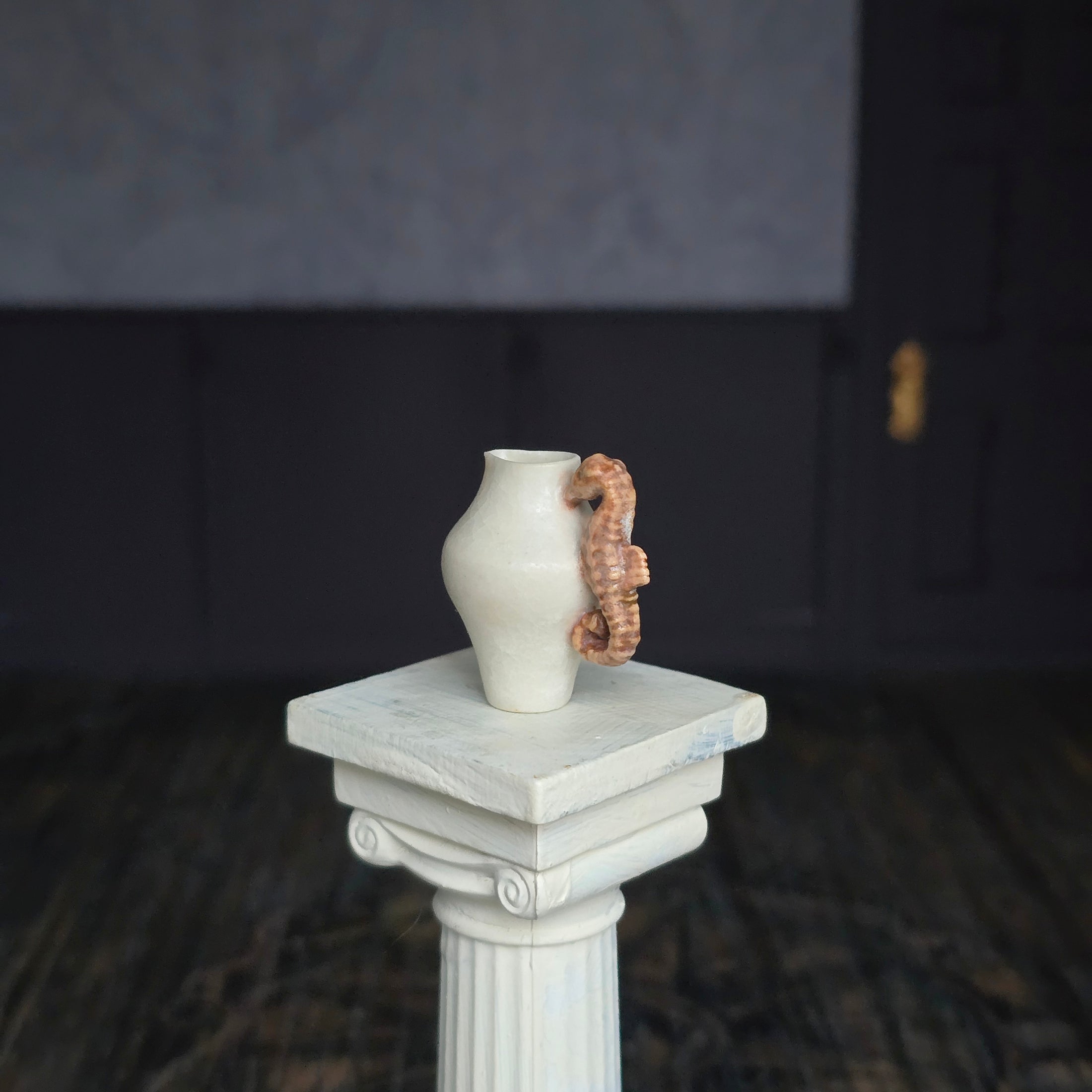 Miniature Seahorse Handle Pitcher by Susan Van Tubbergen