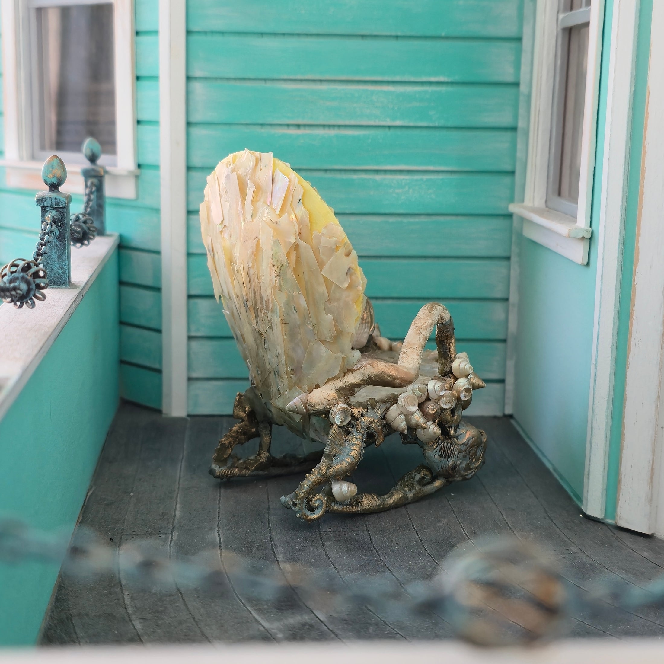 Pamela Goldman Shellwork Rocking Chair Dollhouse Miniature