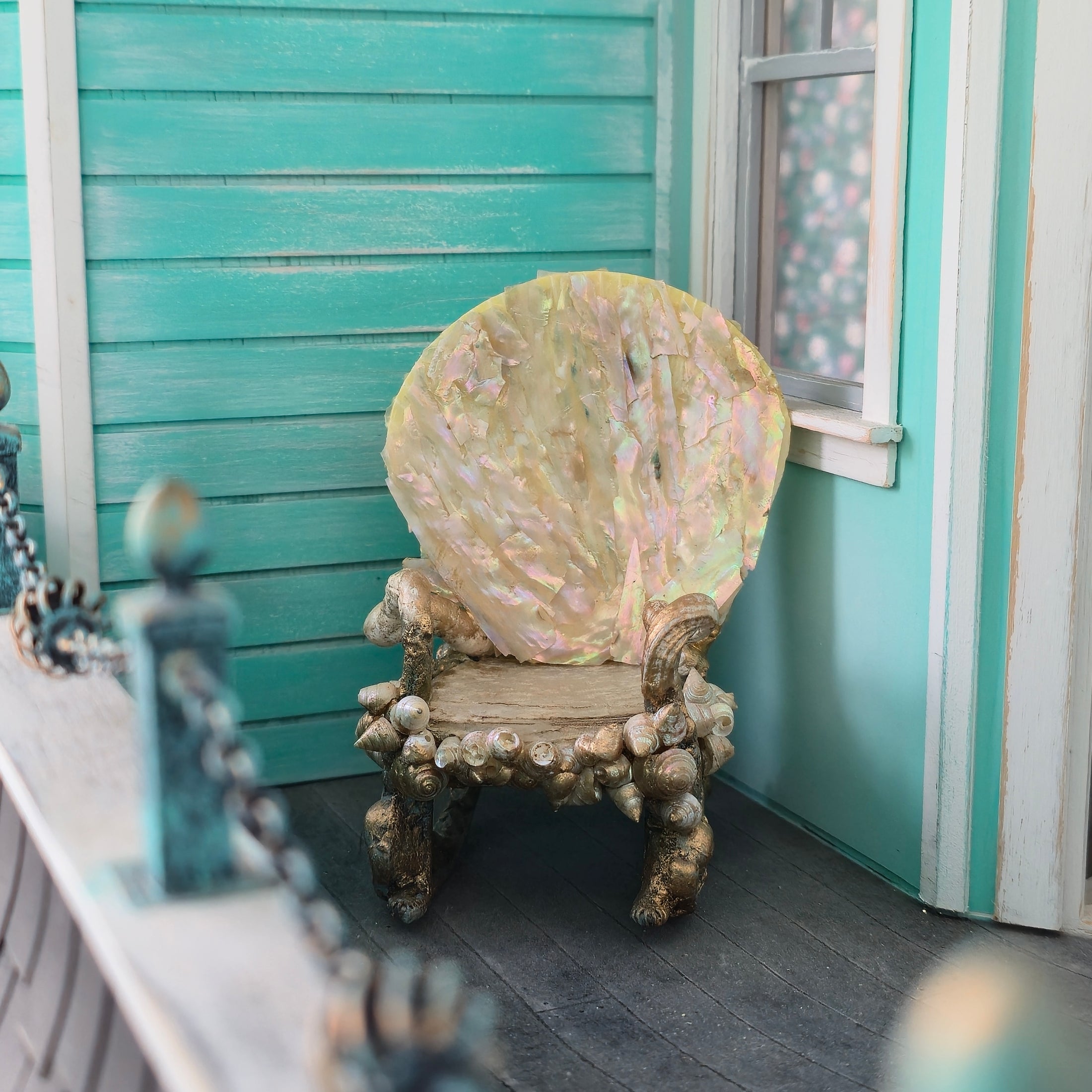 Pamela Goldman Shellwork Rocking Chair Dollhouse Miniature