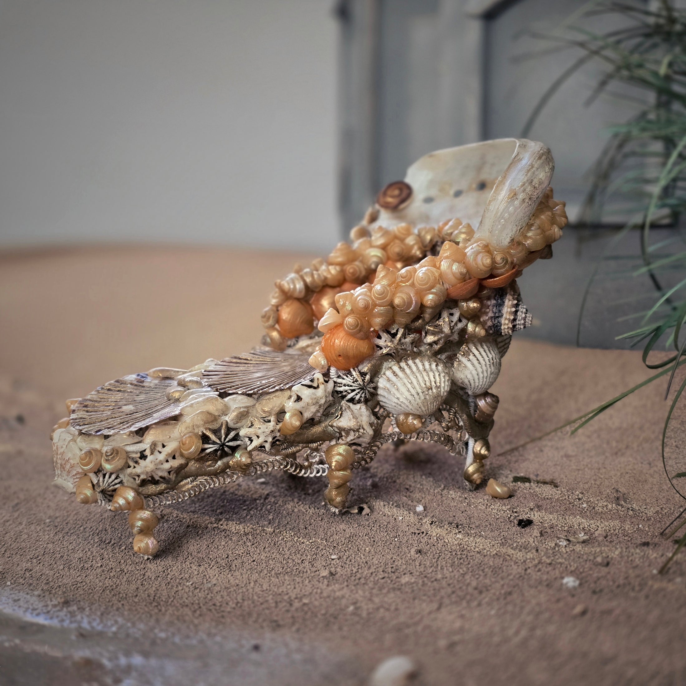 Pamela Goldman Shellwork Chaise Lounge Dollhouse Miniature