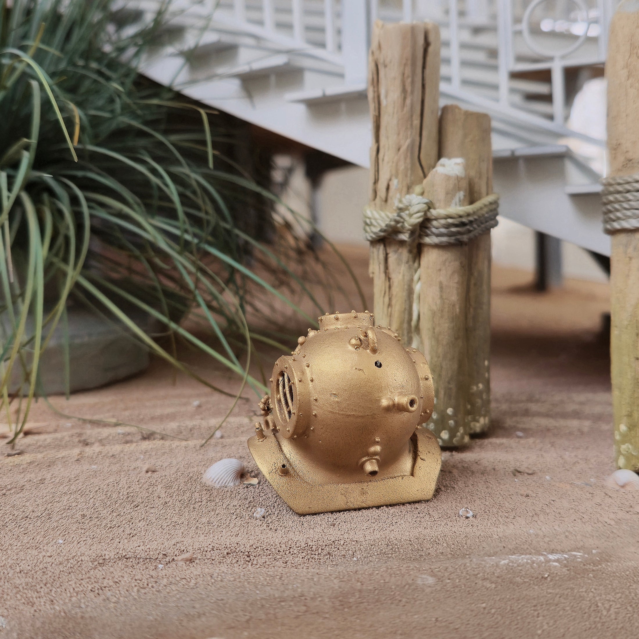 Miniature Resin Antique Style Mark V Deep Sea Diving Helmet Nautical Decor