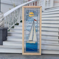 Load image into Gallery viewer, Sailboat Stained Glass Window Panel Statement Architectural Element
