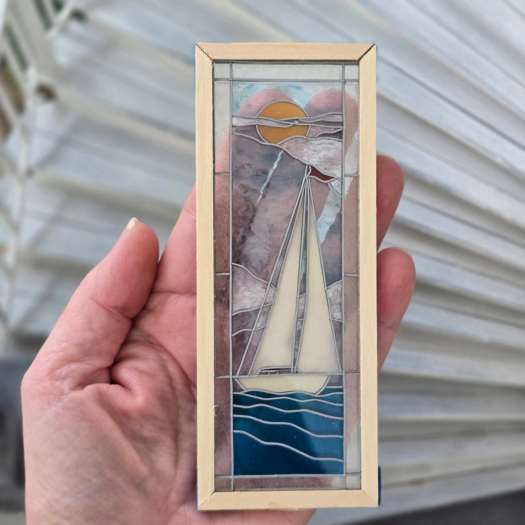 Sailboat Stained Glass Window Panel Statement Architectural Element