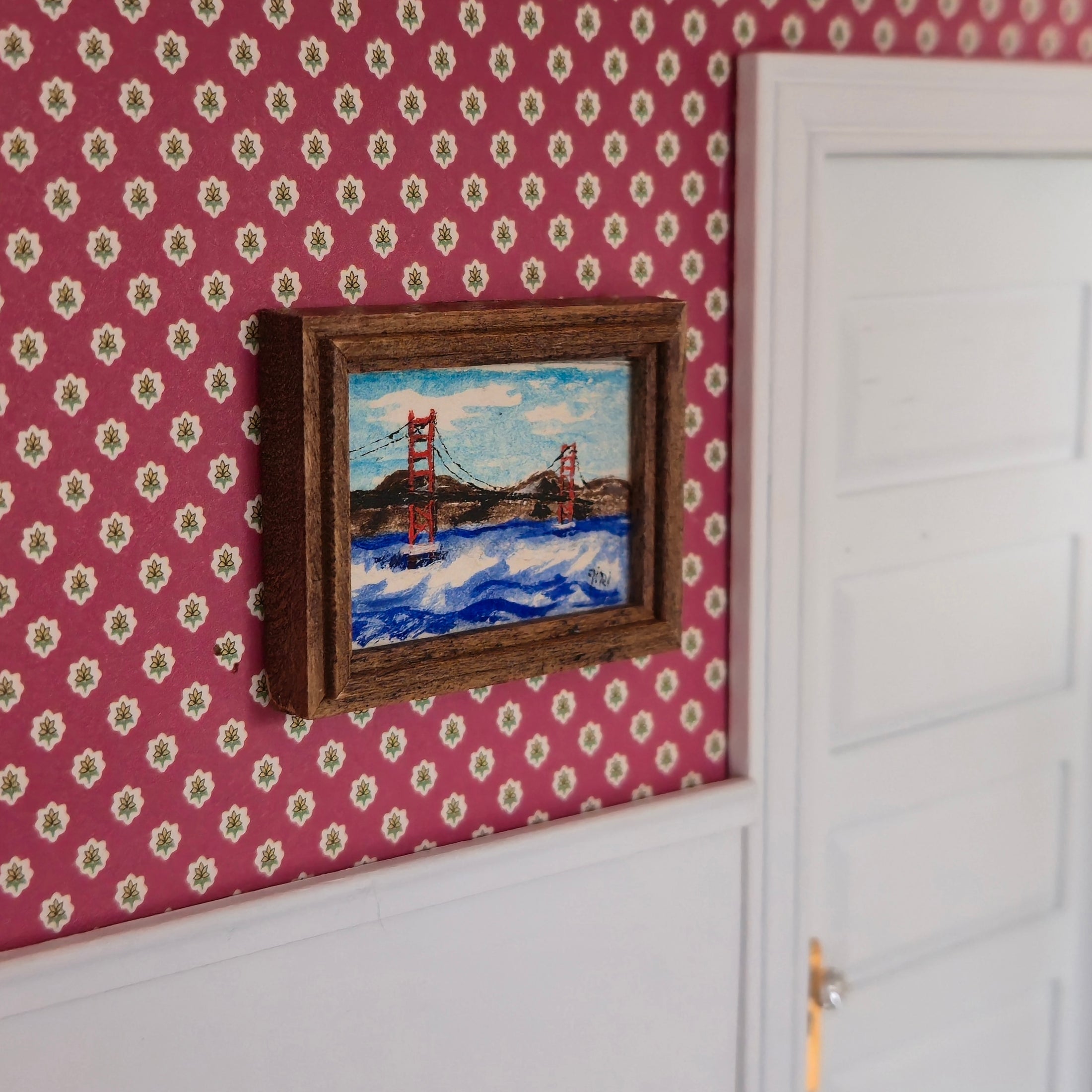 Golden Gate Bridge Framed Miniature Painting by Gini