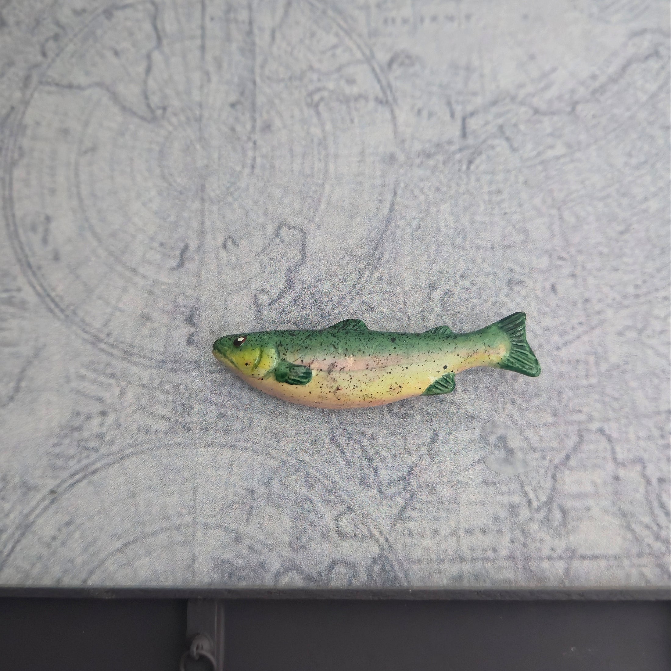 Hand-Painted Clay Trophy Trout Fish Wall Mount Set