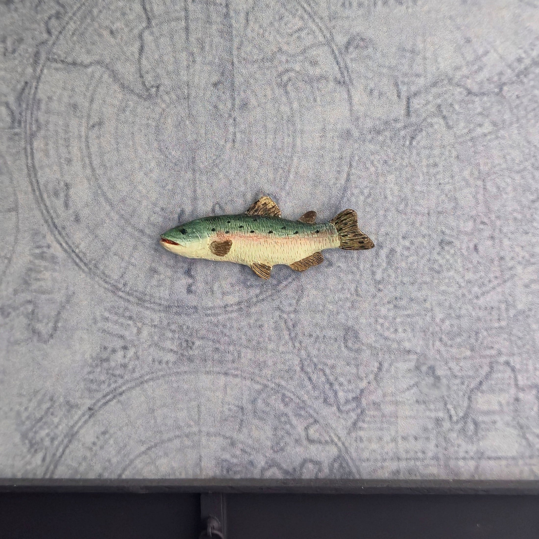 Hand-Painted Clay Trophy Trout Fish Wall Mount Set