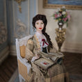 Load image into Gallery viewer, Victorian Lady Reading Scrapbook Porcelain Doll With Chair Dana Burton
