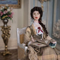 Load image into Gallery viewer, Victorian Lady Reading Scrapbook Porcelain Doll With Chair Dana Burton
