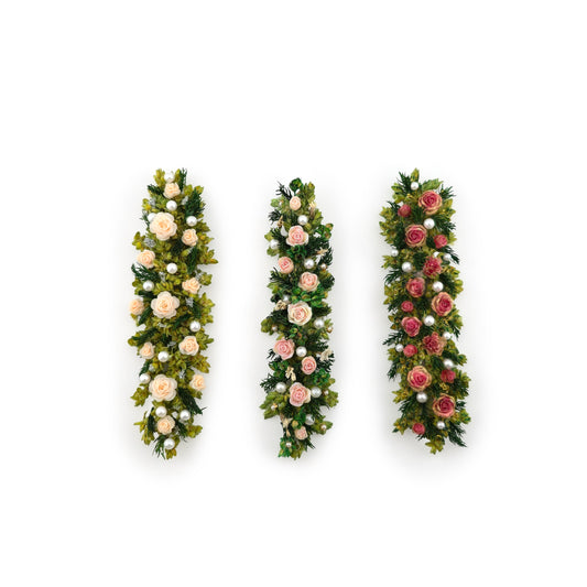 Floral Rose Table Runner Centerpieces Set Of Three Miniature Dollhouse