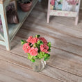 Load image into Gallery viewer, Miniature Dollhouse Pink Rose Bouquet In Glass Vase
