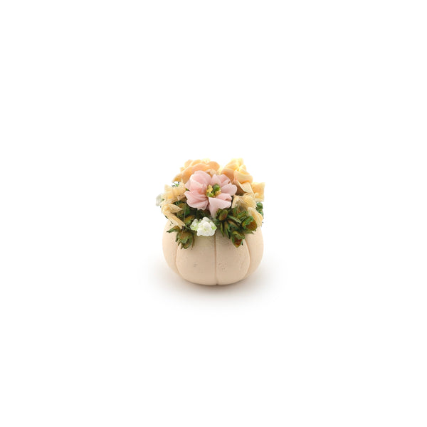 Autumn Fall Peach & Blush Clay Pumpkin Floral Centerpiece
