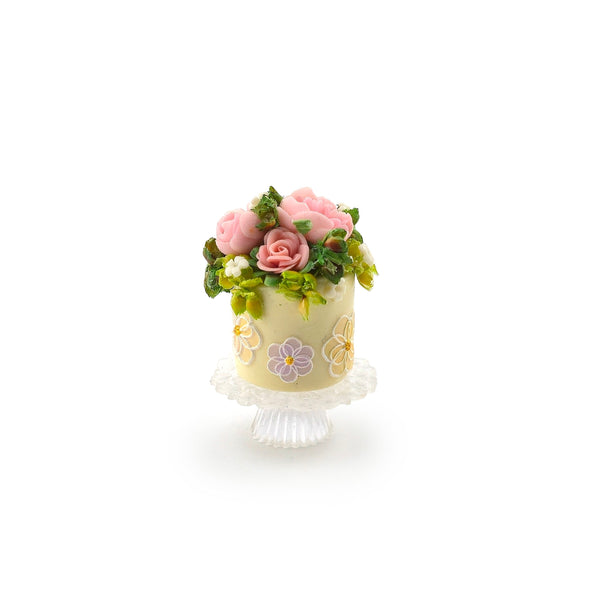 Floral Garden Party or Wedding Cake on Pedestal Stand