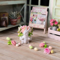 Load image into Gallery viewer, Miniature Dollhouse Easter Bunny Wheelbarrow Floral Centerpiece Set
