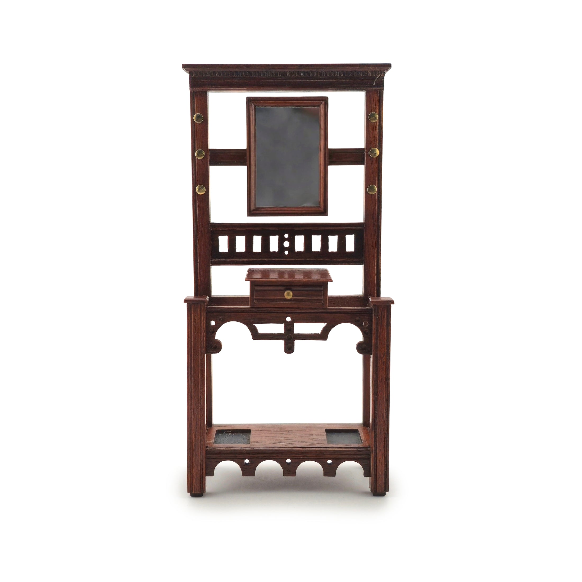 Barry Norbury Edwardian Hall Stand with Mirror Miniature Signed 1985 UK