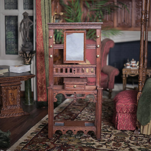 Barry Norbury Edwardian Hall Stand with Mirror Miniature Signed 1985 UK