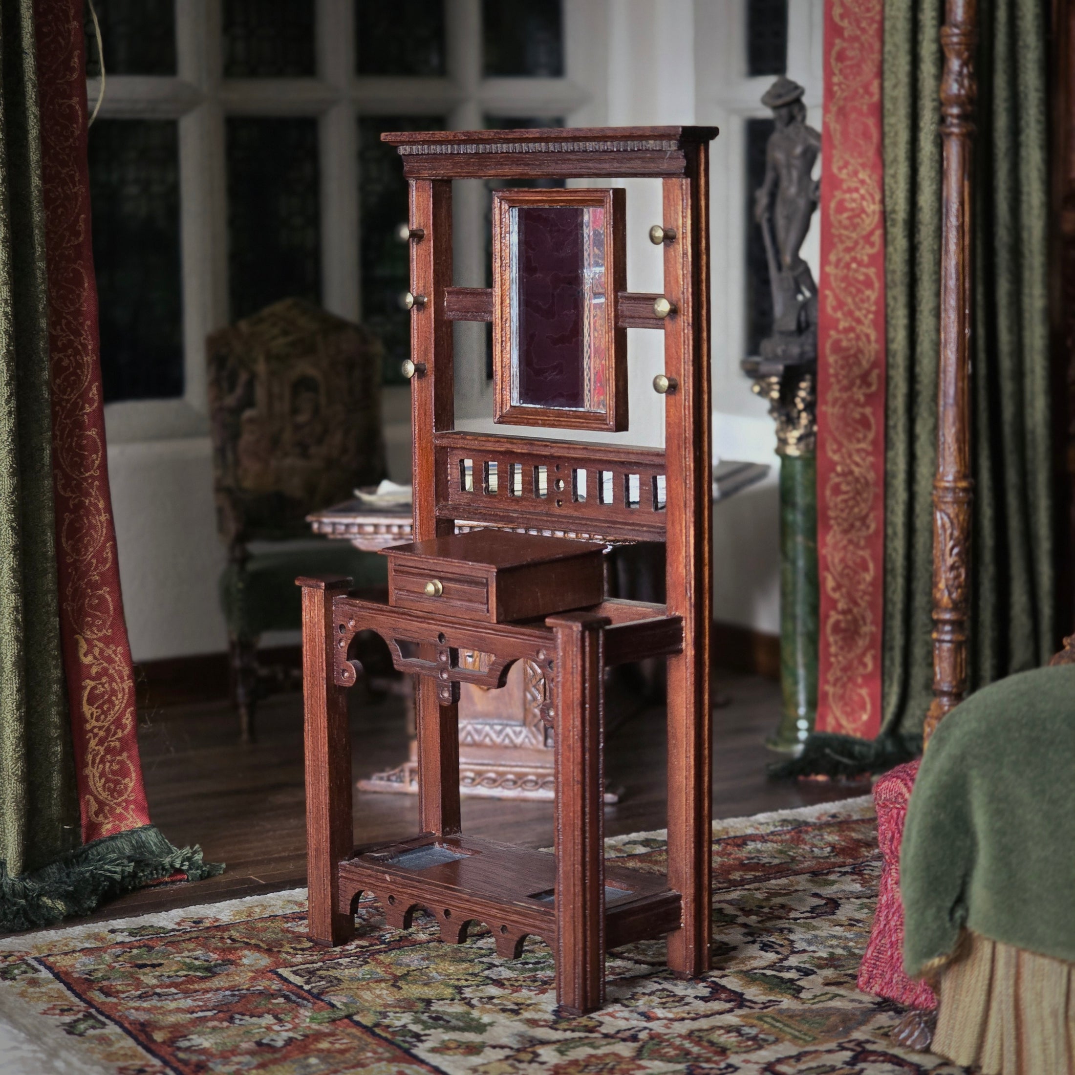 Barry Norbury Edwardian Hall Stand with Mirror Miniature Signed 1985 UK